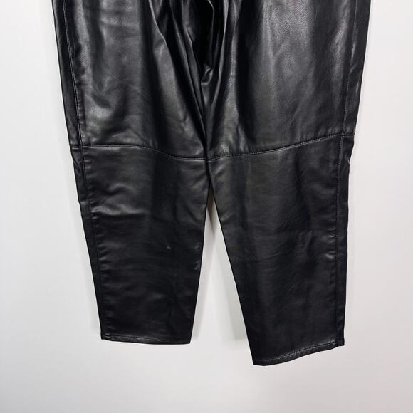 H&M Mama Small S Black Faux Leather Over The Belly Pants Ankle Length Maternity - Picture 8 of 12